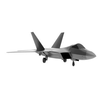 Beyaz arkaplanda ana hatları çizilmiş siyah bir uçak.