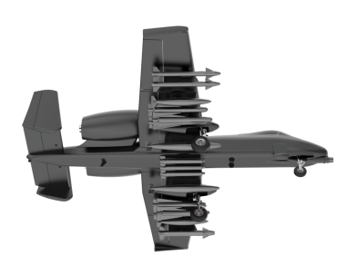 Siyah arka planı olan askeri bir uçağın 3 boyutlu görüntüsü.