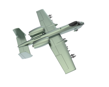 Siyah arka planda askeri bir uçağın 3 boyutlu modeli.