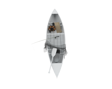 Beyaz arka planda izole edilmiş beyaz bir teknenin 3 boyutlu resmi