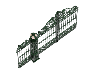 Metal kapının 3 boyutlu görüntüsü siyah arkaplanda izole edildi