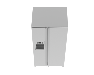 3 d rendering of a black fridge isolated on a white background