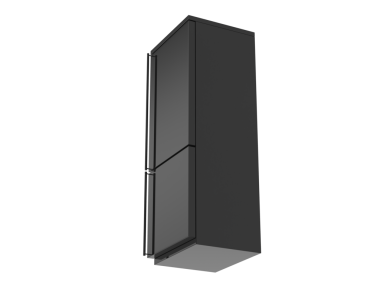 Siyah buzdolabı. beyaz arkaplanda izole