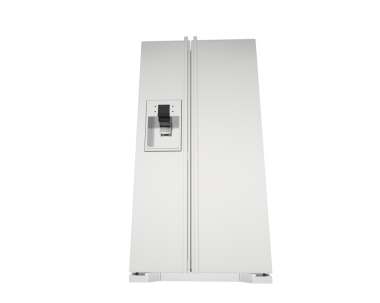 Modern buzdolabı beyaz arka planda izole edilmiş.