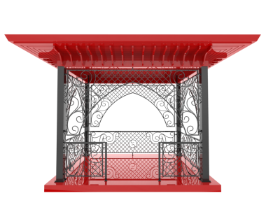 Metal kırmızı kapı beyaz arka planda izole edildi. 3d oluşturma