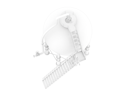 Siyah arka planda beyaz kasklı beyaz robot. 3d oluşturma