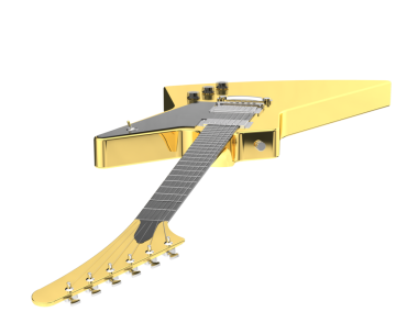 Gitarın 3 boyutlu görüntüsü beyaz arkaplanda izole edildi