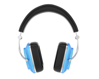 Beyaz arkaplanda mavi kulaklık