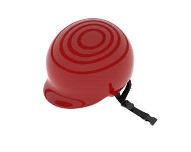 Beyaz arka planda izole edilmiş beyaz saplı kırmızı yuvarlak beyzbol şapkası. 3d oluşturma