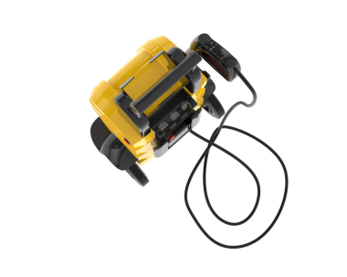 Siyah arka planda elektrik sarı elektrik süpürgesi.