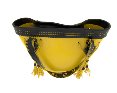 Beyaz arka plan üzerinde izole sarı deri çanta