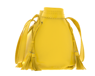 beyaz zemin üzerine sarı çanta