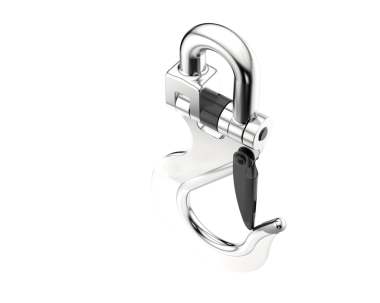 Beyaz arka planda izole edilmiş anahtarı olan metal kanca. 3d illüstrasyon