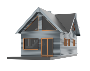 Beyaz arkaplanda izole edilmiş 3 boyutlu ev görüntüsü