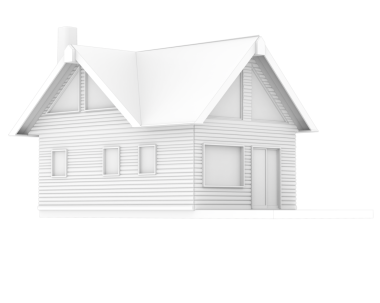 Beyaz çatılı bir ev. 3d oluşturma