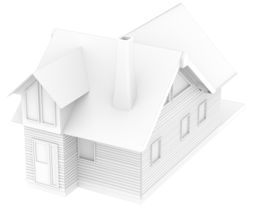 İzole edilmiş bir evin 3 boyutlu çizimi