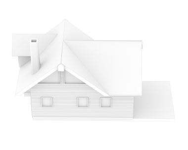 Beyaz arka planda beyaz bir ev. 3 Boyutlu Hazırlama