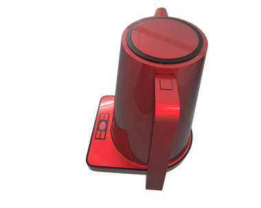 Beyaz arka planda siyah ve kırmızı elektrikli bir arabanın 3 boyutlu çizimi