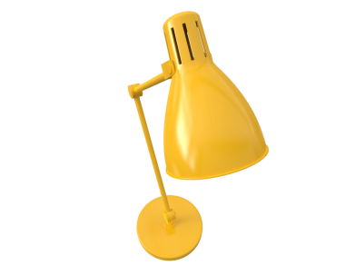 Beyaz arkaplanda izole edilmiş 3 boyutlu sarı zil görüntüsü