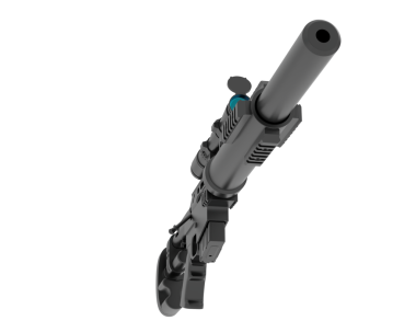 Siyah arka planda otomatik bir silahın 3 boyutlu görüntülenmesi