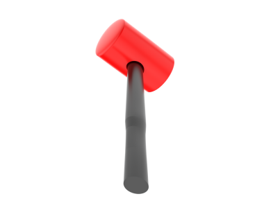 Beyaz üzerine kırmızı çekiç. 3d oluşturma.