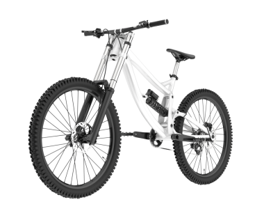 Siyah zemin üzerinde izole edilmiş beyaz bisiklet 3d