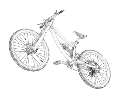 Siyah arkaplanlı 3 boyutlu beyaz bisiklet