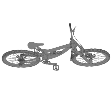 Beyaz arkaplandaki çizgili bisikletin 3 boyutlu canlandırması