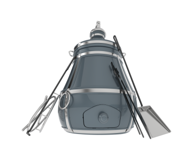 Koyu bir arkaplanda izole edilmiş beyaz bir sırt çantasının 3 boyutlu görüntülenmesi