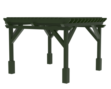 Beyaz arkaplanda izole edilmiş bahçe için yeşil ahşap masa