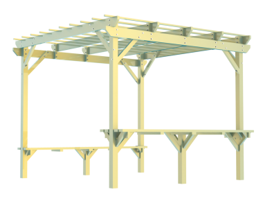 3 boyutlu ahşap bir yapı.