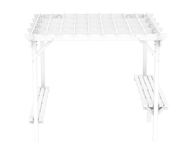 Beyaz masa ve sandalyeler. 3D görüntüleme. beyaz arkaplanda izole