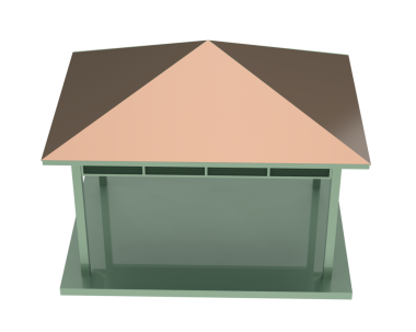 Binanın 3 boyutlu görüntüsü gri arkaplanda izole edildi.