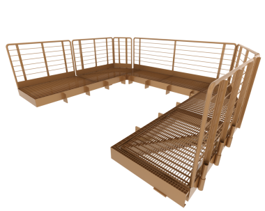 Yürüyüş için boş merdivenler. Beyaz arka planda izole edilmiş. 3d oluşturma.