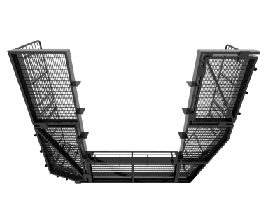 İzole edilmiş bir siyah metal yapısının 3 boyutlu görüntüsü