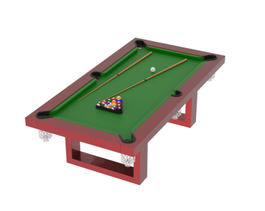 Bilardo masası. Bilardo topları masada..