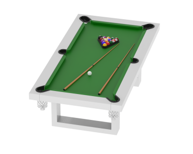 Beyaz arka planda bilardo oyunu. 3d oluşturma.