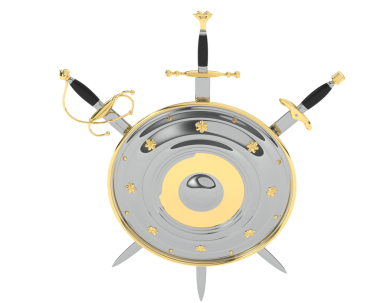 Kılıçlı ortaçağ kalkanı.