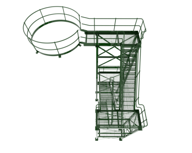 Beyaz arkaplanda izole edilmiş yeşil çizgili bir binanın 3 boyutlu görüntülenmesi