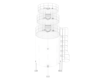 Benzin deposunun 3 boyutlu modeli siyah arkaplanda izole edilmiş.