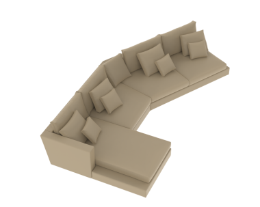 İzole edilmiş bir kanepenin üç boyutlu çizimi