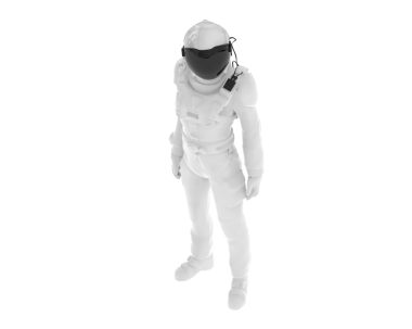 Beyaz arkaplanda izole edilmiş bir erkek modelin 3 boyutlu görüntülenmesi