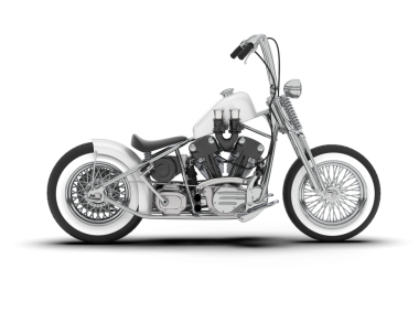 Beyaz arkaplanda motosiklet.