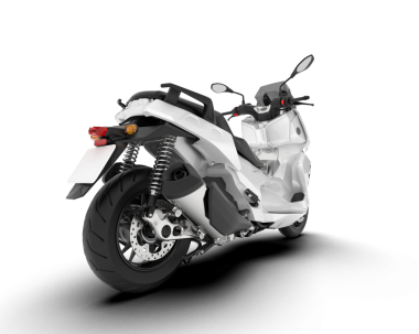 Motosikleti beyaz arka planda izole edilmiş.