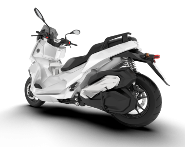 Modern scooter beyaz arka planda izole edilmiş. 3d oluşturma