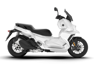 Beyaz arka planda beyaz scooter izole edilmiş. 3d oluşturma