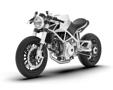 Beyaz arka planda gerçekçi motosiklet