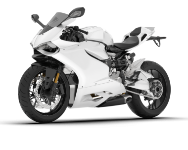 Beyaz arka planda beyaz, modern siyah motosiklet.