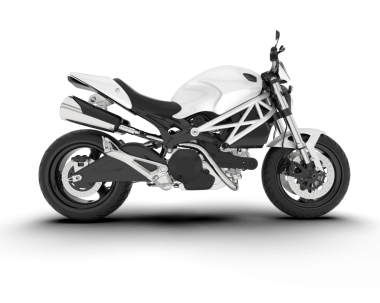 Bir markanın 3 boyutlu yorumlanması - daha az genel konsept motosiklet beyaz üzerinde izole