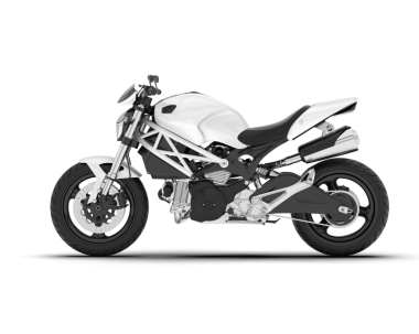 beyaz arka planda izole edilmiş beyaz motosiklet